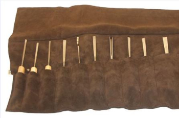 Medium Tool Roll (14 pocket) brown suede L45cm x W26cm