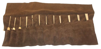 Large Tool Roll (12 pocket) brown suede L76cm x W33cm